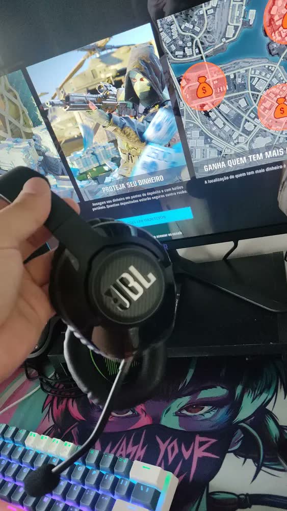 foto de Fone Headset Gamer Sem Fio Quantum 360x Preto Jbl Preto