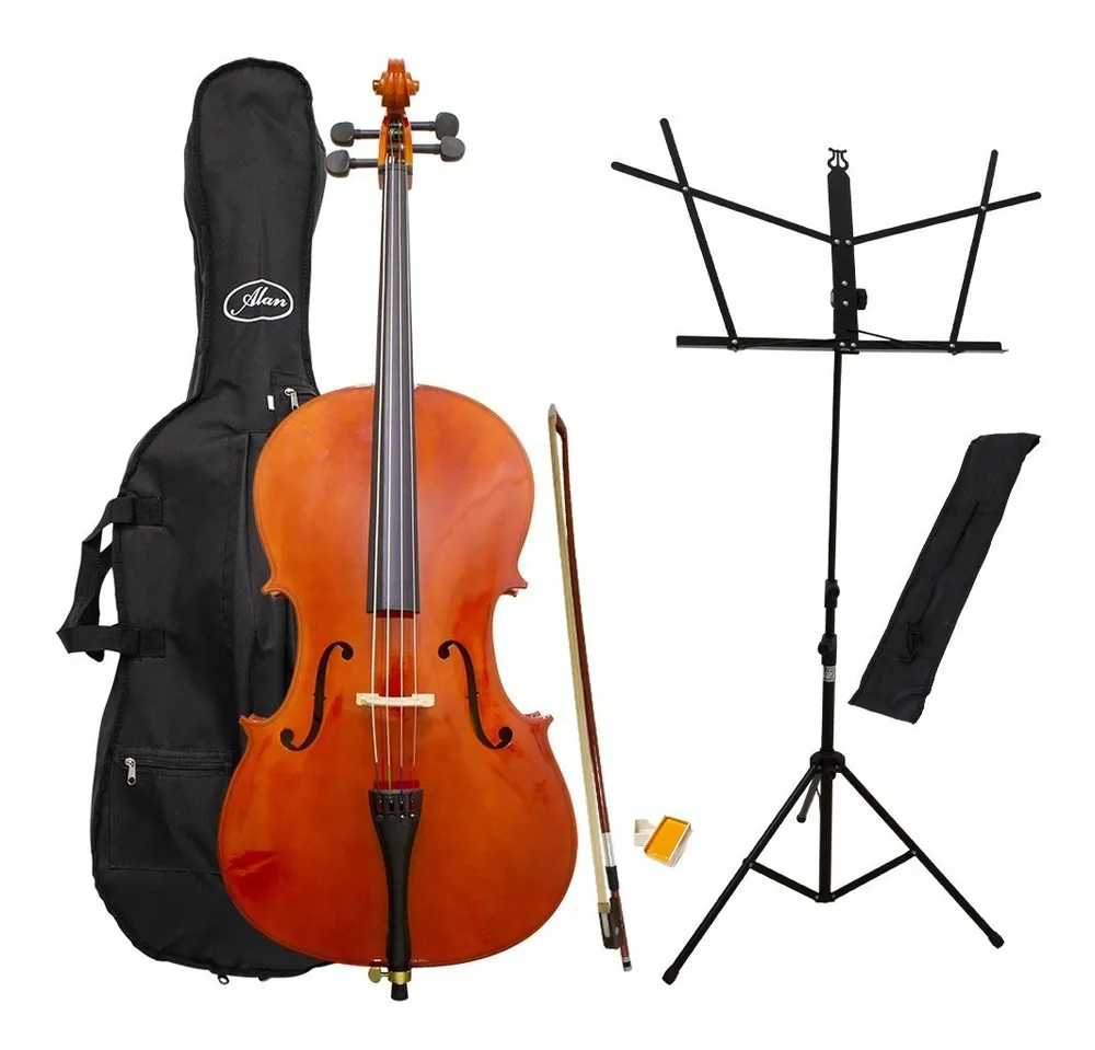Violoncelo Alan AL-1210 3/4 com Estojo Arco Breu + Estante Partitura