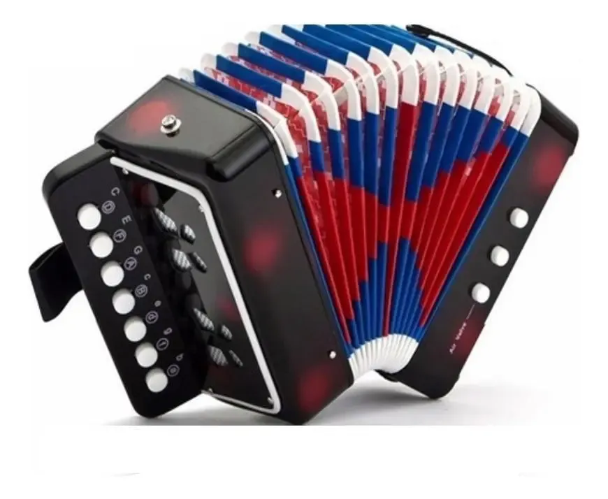 Sanfona Mini Acordeon Infantil 3 Baixos Gaita Estilo Preto