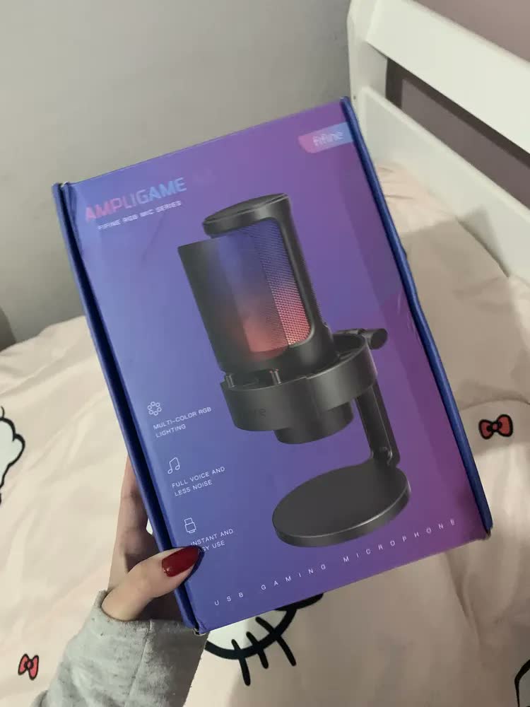 foto de Microfone Condensador USB Fifine A8 Plus AmpliGame RGB Para Streaming