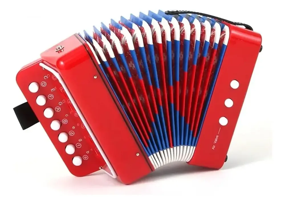 Instrumento Infantil Sanfona Infan Acordeon 3 Baixo 7 Teclas Cor Vermelho