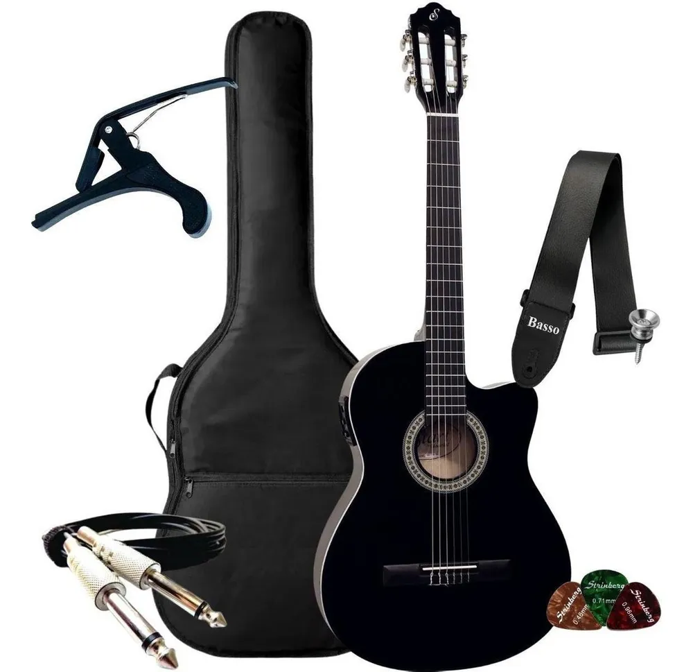 Violão Eletroacústico Giannini NF-14 Start Nylon 6 Cordas Preto
