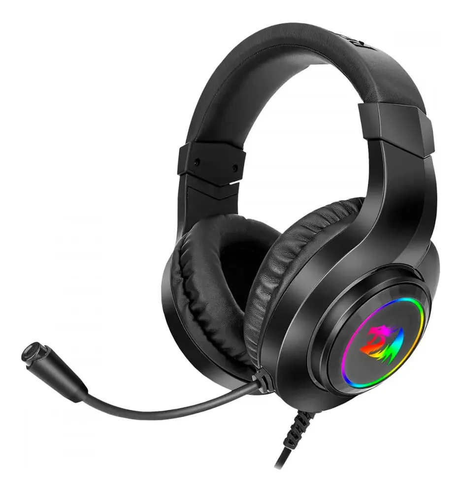 Headset Gamer Redragon H371 Hylas Rgb, 7.1 Usb Black Cor Preto Luz Rgb
