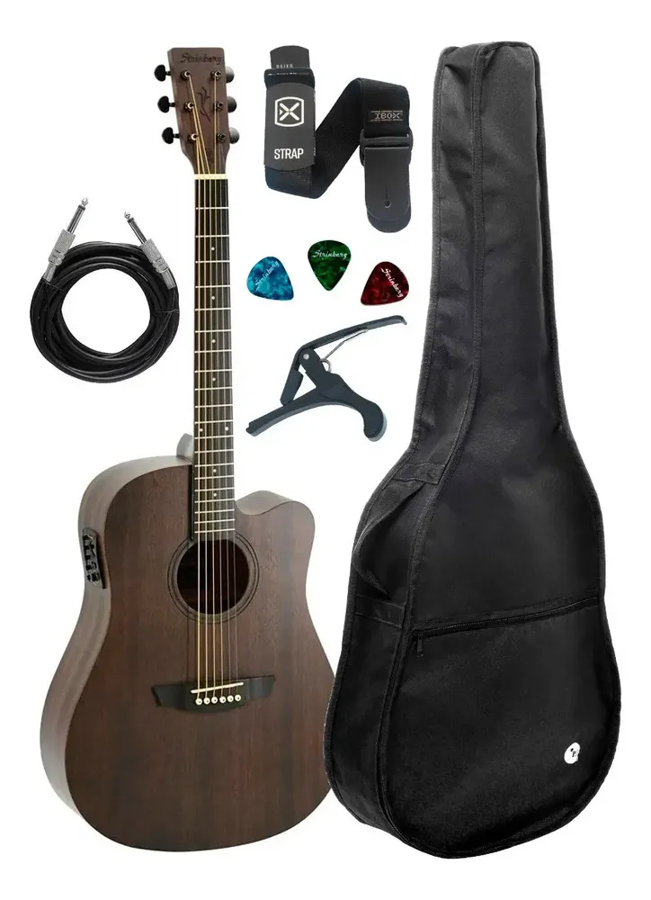 Violão Eletroacústico Strinberg FS4D Cordas Aço Folk Cor Tabaco