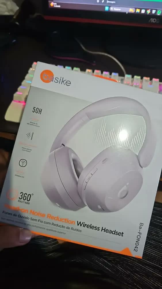 foto de Headphone Bluetooth, Redução De Ruído Do Anc, Microfone ENC(Chamada Hd Bluetooth), Bateria 30 Horas, Bluetooth 5.4, Estéreo Hi-fi, Chamadas por Bluetooth, Design Dobrável, Basike Ba-FON042 Cor Preto