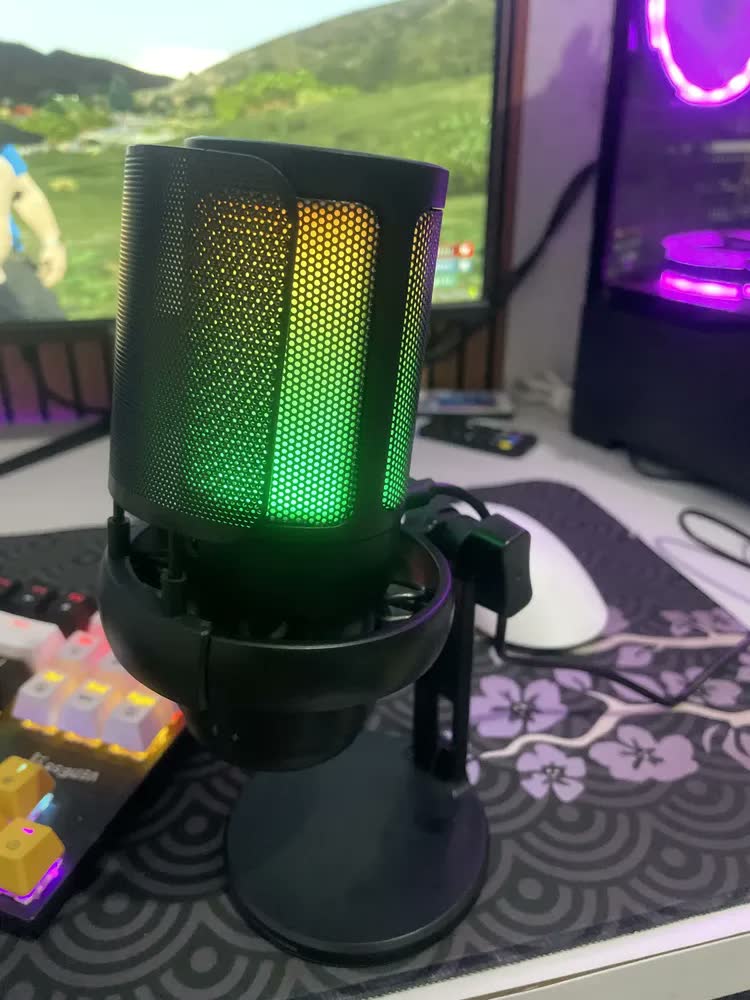 foto de Microfone Gamer Condensador Profissional Rgb Alta Qualidade