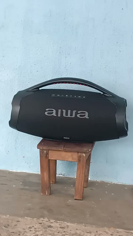 foto de Caixa De Som Boombox Aiwa Aws-bbs-01b 200w Rms Bluetooth Res Cor Preto
