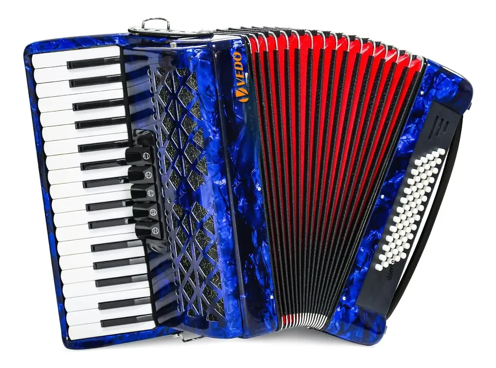 Acordeon Profissional Vedo 34 Teclas 60 Baixos Em Madeira