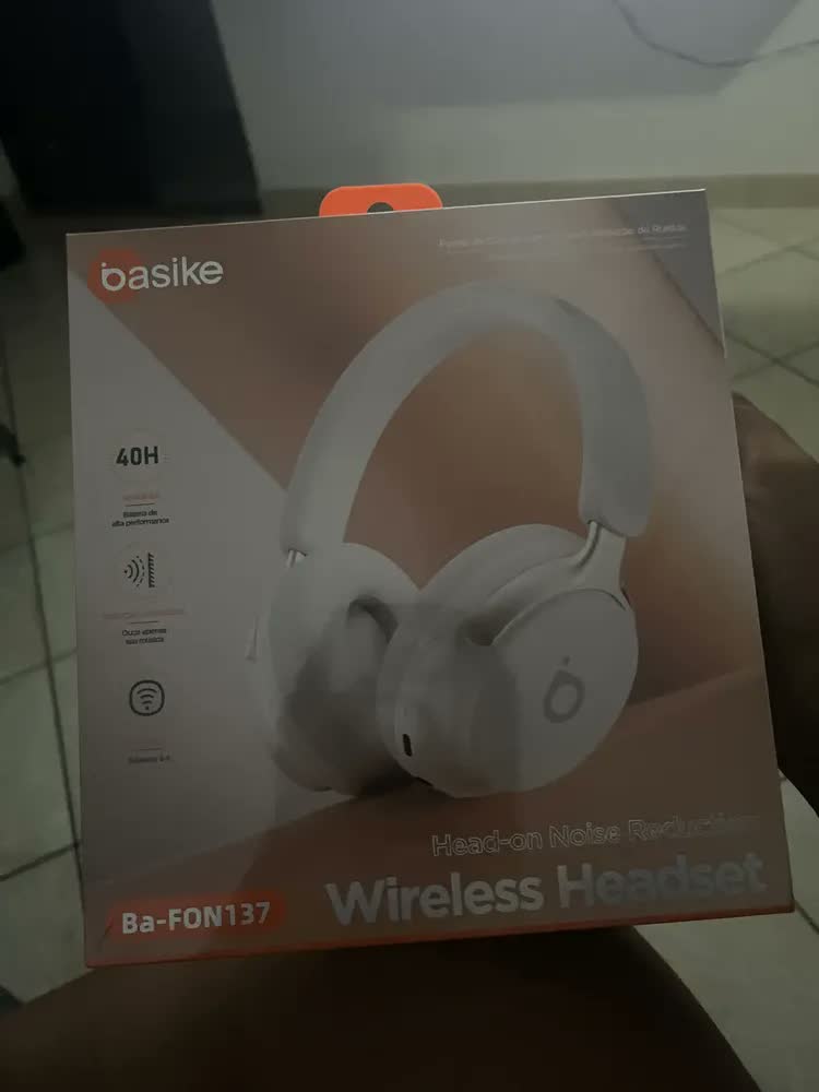 foto de Headphone Bluetooth 5.4 Com Anc+Enc 40h Bateria Basike Fone Headset Bluetooth Com Microfone Hi-fi Estéreo preto