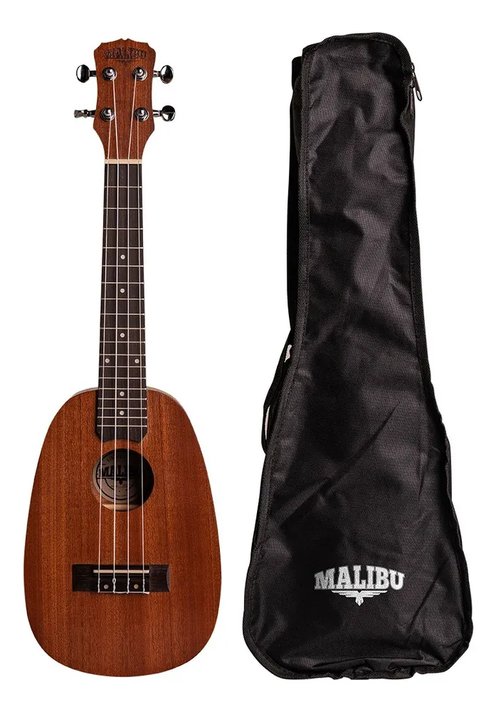 Ukulele Acustico Malibu Abacaxi 23sp Sapele Concerto C/ Capa Cor Marrom