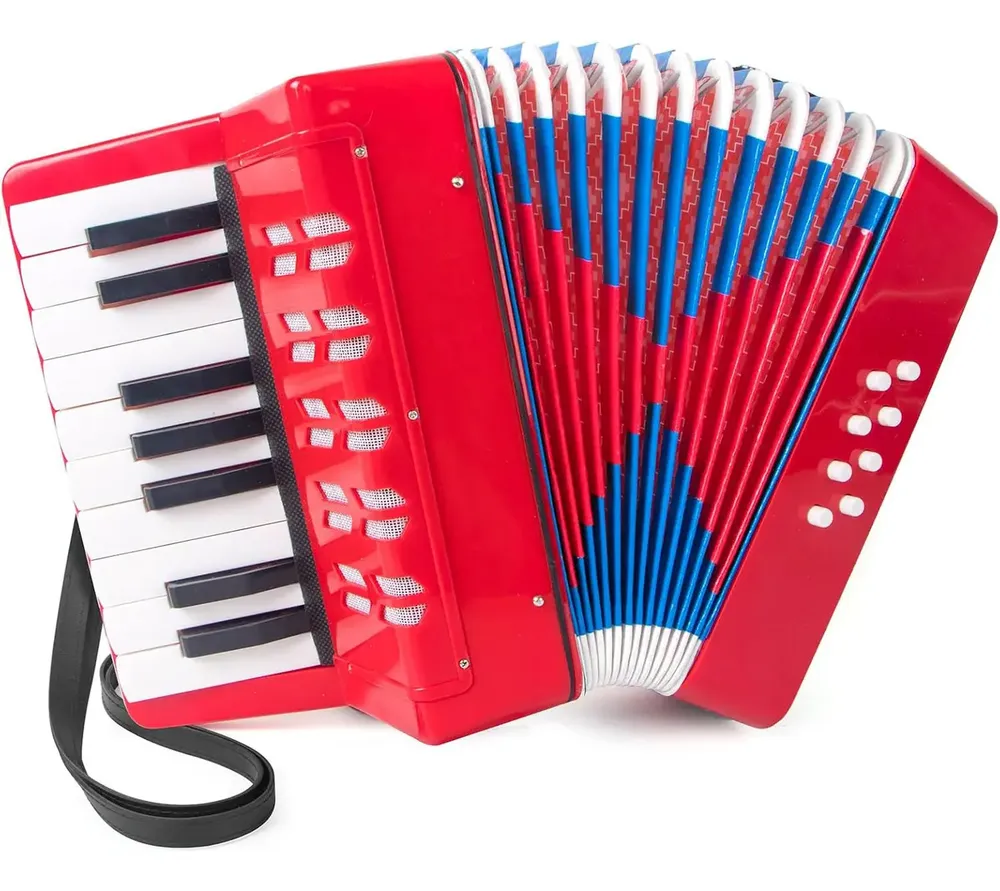 Gaita Sanfona Acordeon Iniciante 8 Baixos 17 Teclas Brinquedo Crianças Sanfona Infantil Brinquedo Musical Vermelho Kizumba