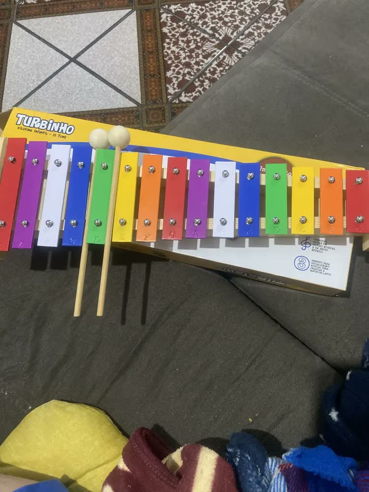 foto de Metalofone Xilofone Infantil 15 Notas Colorido Turbinho