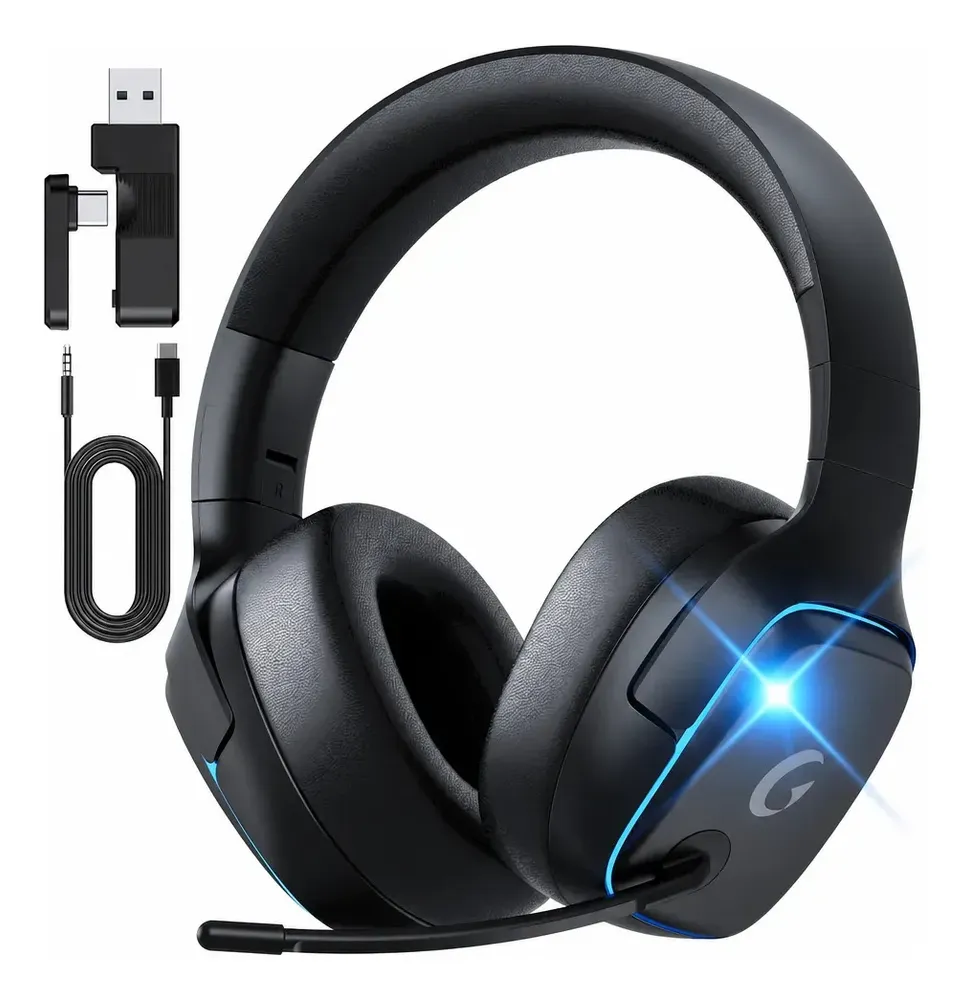 Olafvi Fone de Ouvido Bluetooth Sem Fio Headset Gamer BL 5.3 Preto Capitão 780 7.1 LED RGB