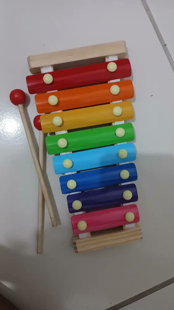 foto de Xilofone Metalofone Infantil Com 8 Notas Colorido Madeira Colorido