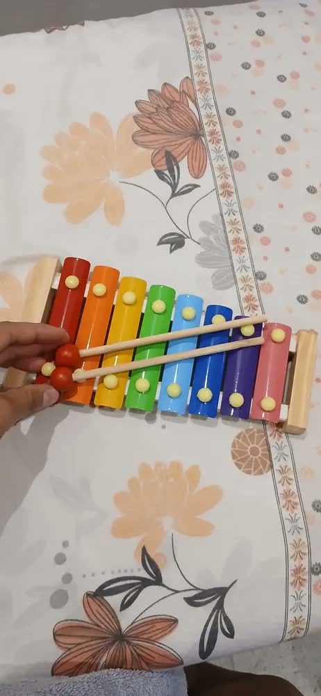 foto de Xilofone Metalofone Infantil Com 8 Notas Colorido Madeira Colorido